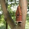 Rustic Brown Solid Wood and Iron Birdhouse with Metal Roof Hanging Ring